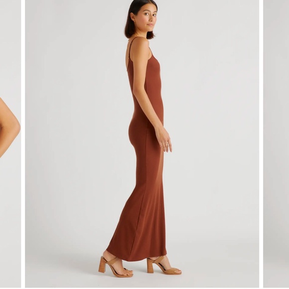 New Quince Tencil Rib Maxi Dress - Brown, Black, Dark Olive - Picture 2 of 9